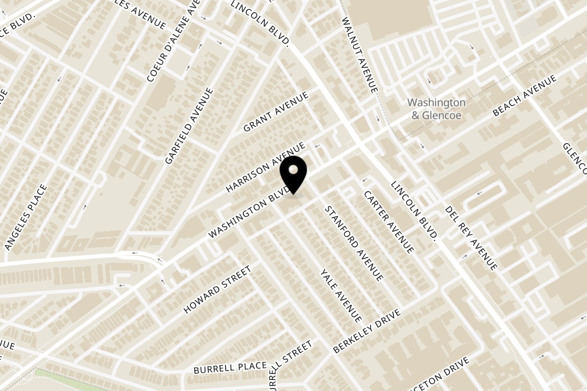 Map showing the location of Akbar Cuisine of India - Marina Del Rey on 3115 Washington Blvd in Marina Del Rey